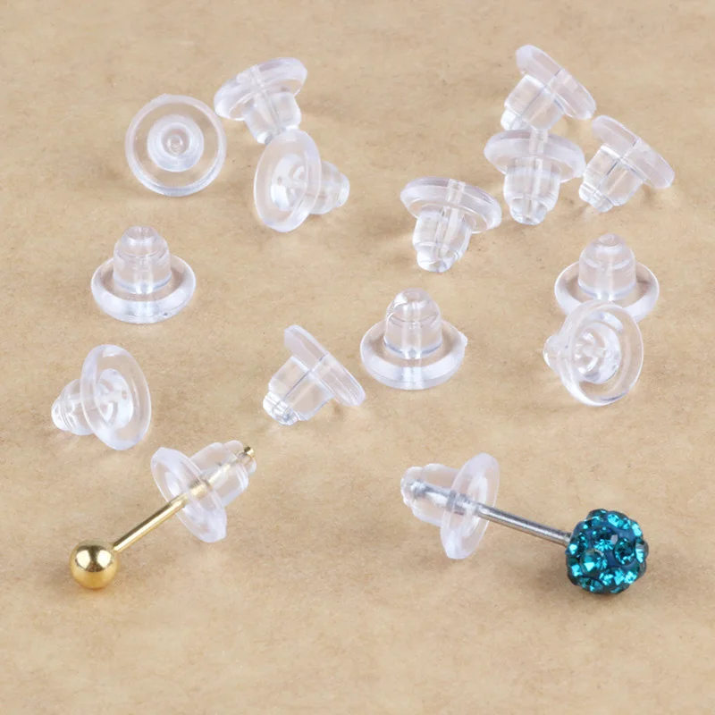 100-200Pcs Transparent Saucer Earring Stoppers Rubber Big Earring Back Ear Plug Blocked For DIY Jewelry Making Accessories