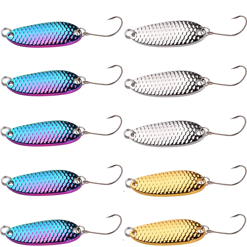 10pcs Metal Spoon Lures Baits 1.5g 2.5g 3.5g 5g Spinner Pesca Stream Bait Mini Fishing Spoon Lure For Trout Perch Pike Salmon