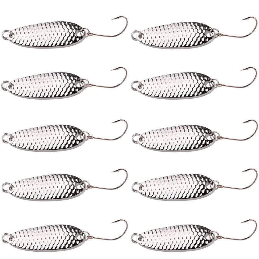 10pcs Metal Spoon Lures Baits 1.5g 2.5g 3.5g 5g Spinner Pesca Stream Bait Mini Fishing Spoon Lure For Trout Perch Pike Salmon