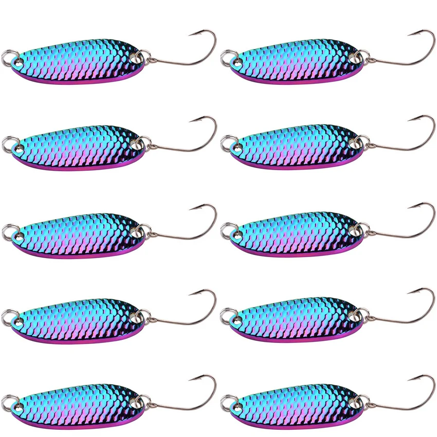 10pcs Metal Spoon Lures Baits 1.5g 2.5g 3.5g 5g Spinner Pesca Stream Bait Mini Fishing Spoon Lure For Trout Perch Pike Salmon
