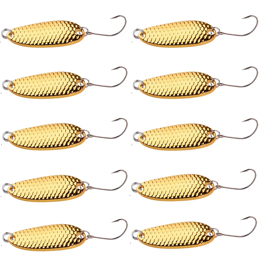 10pcs Metal Spoon Lures Baits 1.5g 2.5g 3.5g 5g Spinner Pesca Stream Bait Mini Fishing Spoon Lure For Trout Perch Pike Salmon