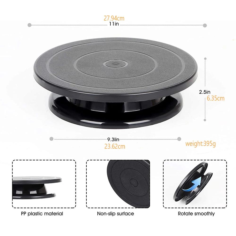 11Inch Plastic Revolving Cake Decorating Stand Cake Icing Turntable/Spinner Rotate Turntable Banding Wheel Paint 0817