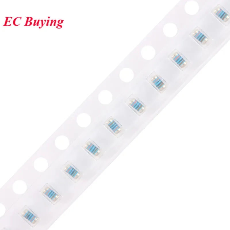 10-50Pcs 0102 0204 0207 SMD Resistor Cylindrical Color Ring Chip Wafer Resistance 1% 100R 200R 1K 2K 3.3K 4.7K 10K 100K 1M Ohm