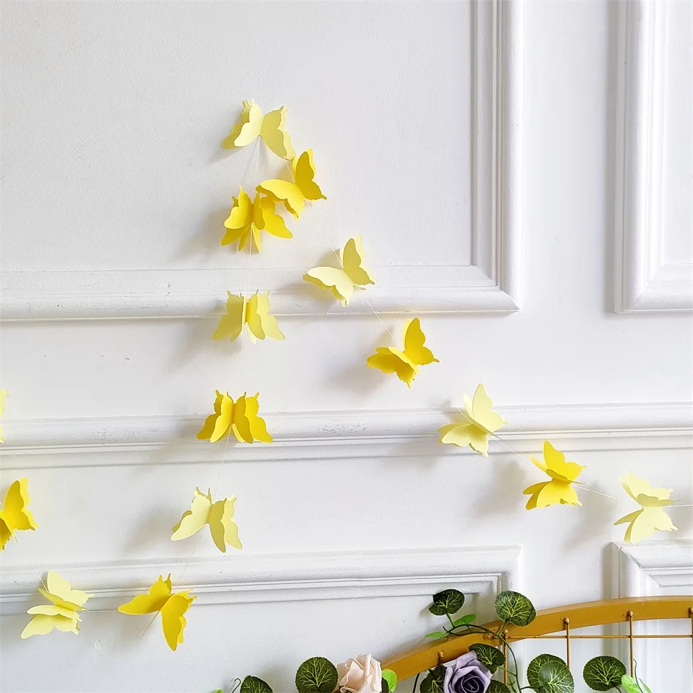 2/5 Strings Paper Butterfly Garland Hanging Wedding Fairy Birthday Party Decoration Butterflies DIY Banner Baby Shower Suppie