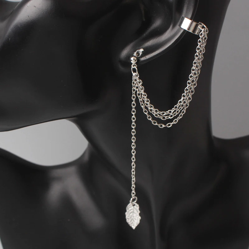 New Fashion Leaf Ear Cuff for Women Personality Punk Gold Color Leaves Pendants Female Clip Earrings Brincos boucle d'oreille