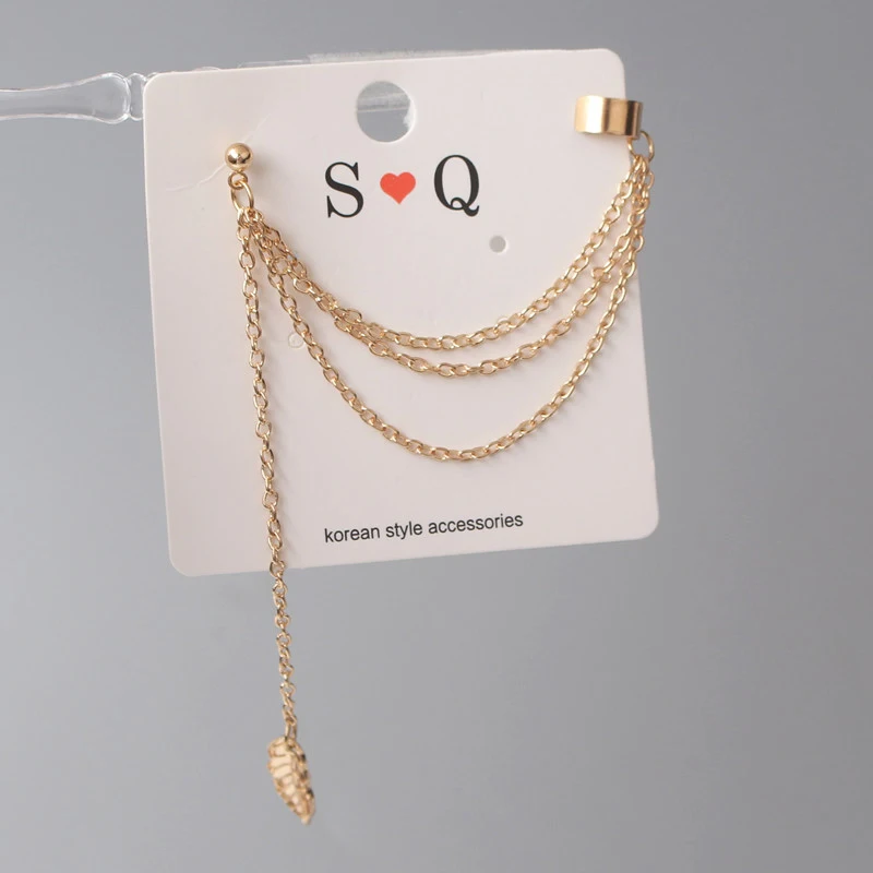 New Fashion Leaf Ear Cuff for Women Personality Punk Gold Color Leaves Pendants Female Clip Earrings Brincos boucle d'oreille