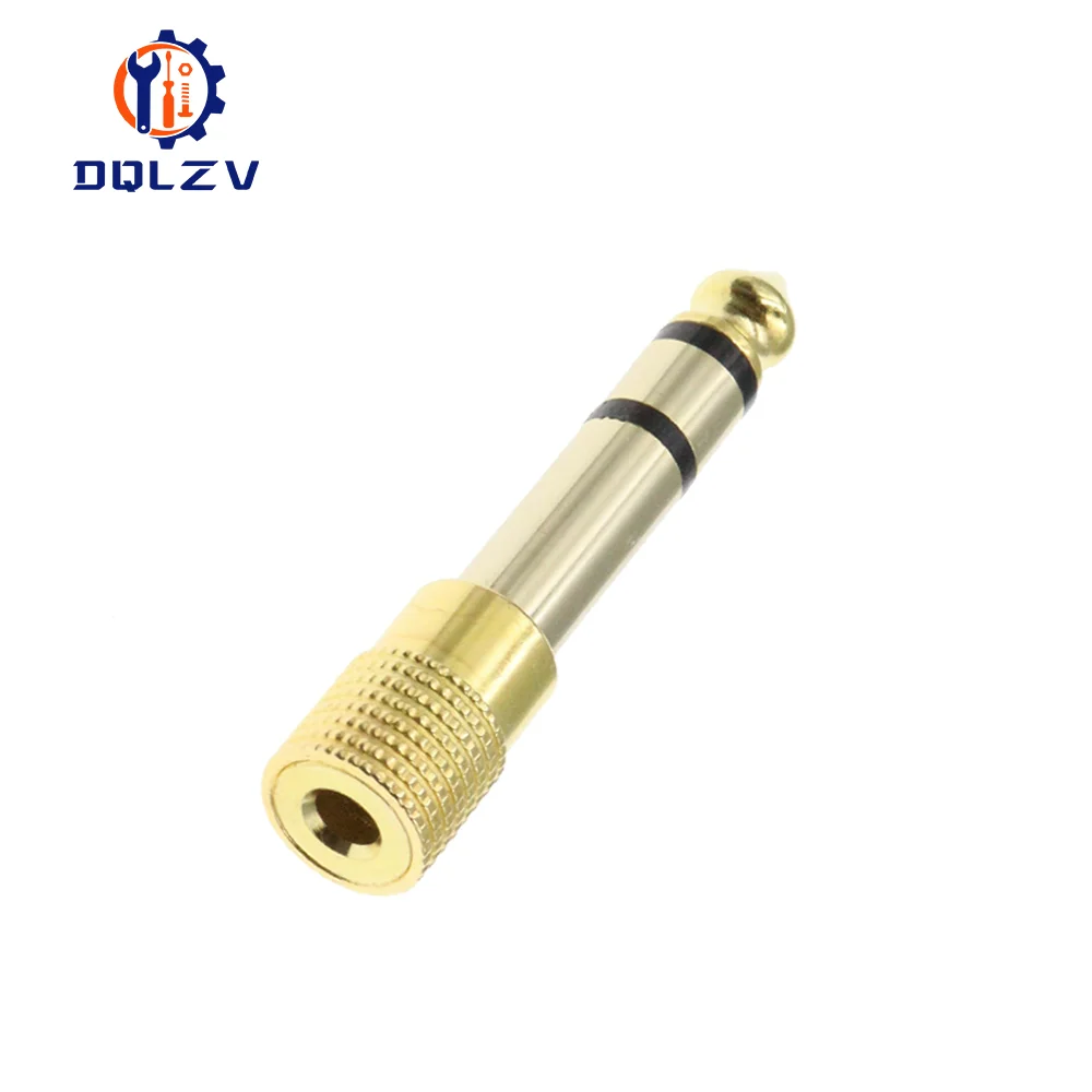 Gold 6.3mm 1/4" Male Plug to 3.5mm 1/8" Female Jack Stereo Headphone Audio Adapter Home Connectors Adapter Microphone Hot Sell