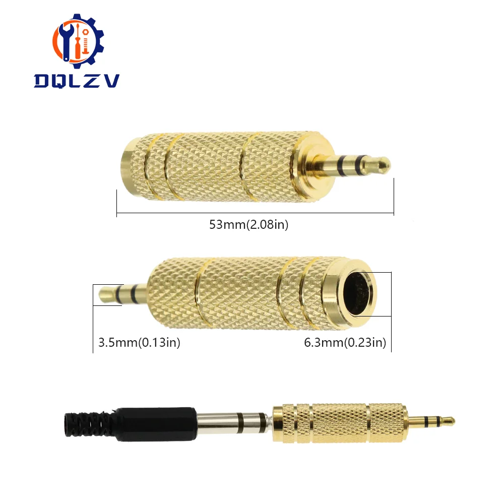 Gold 6.3mm 1/4" Male Plug to 3.5mm 1/8" Female Jack Stereo Headphone Audio Adapter Home Connectors Adapter Microphone Hot Sell
