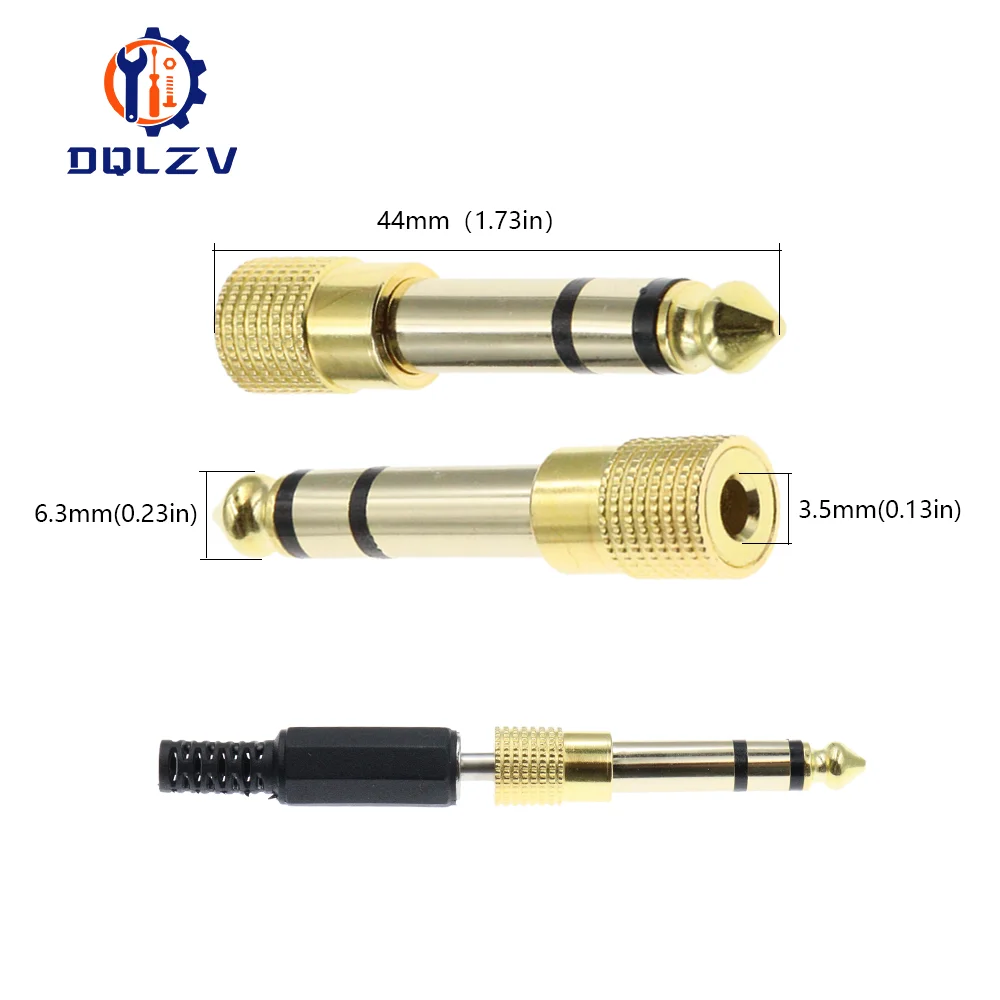 Gold 6.3mm 1/4" Male Plug to 3.5mm 1/8" Female Jack Stereo Headphone Audio Adapter Home Connectors Adapter Microphone Hot Sell