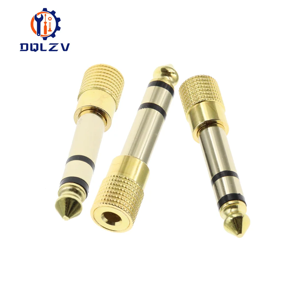Gold 6.3mm 1/4" Male Plug to 3.5mm 1/8" Female Jack Stereo Headphone Audio Adapter Home Connectors Adapter Microphone Hot Sell