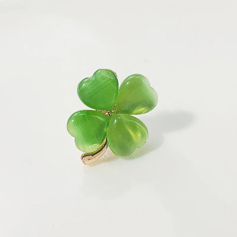Exquisite Rhinestones Opal Four Leaf Clover Brooch Fashion Jewelry Accessories Trendy Fish Cat Wings Bow Lapel Pin Friends Gifts