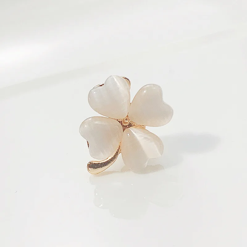 Exquisite Rhinestones Opal Four Leaf Clover Brooch Fashion Jewelry Accessories Trendy Fish Cat Wings Bow Lapel Pin Friends Gifts
