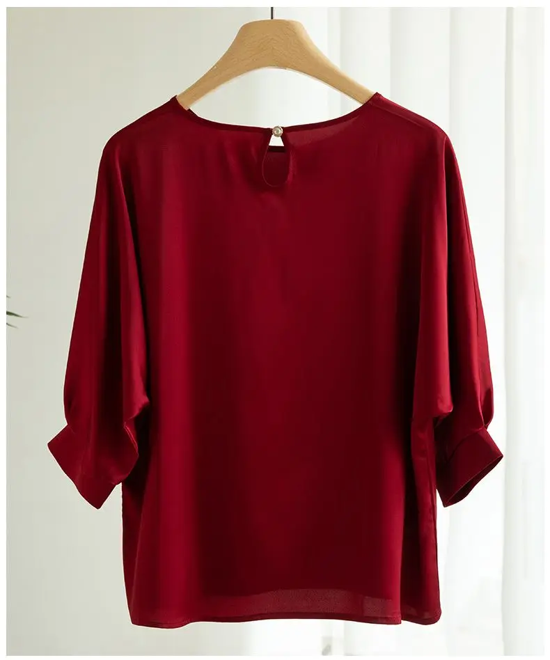 2026 New In Summer Satin Silk Half-Sleeve Tee Tops Basic Solid Women‘s T-Shirt Casual O-neck Thin Shirts Ladies Loose Blouses