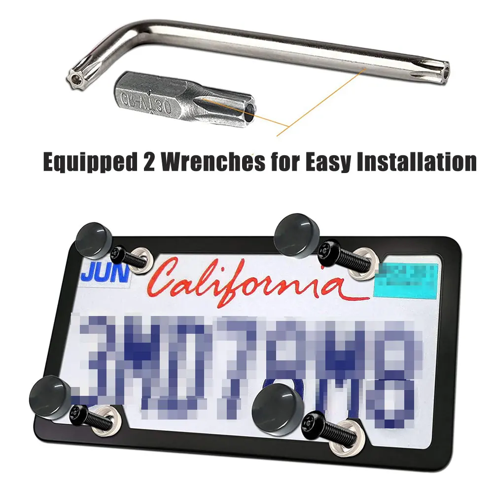 M6*20MM Anti Theft Black License Plate Screws Nut Mounting Kit W/ Wrenches for Combination Bracket of License Plate Frame Cover