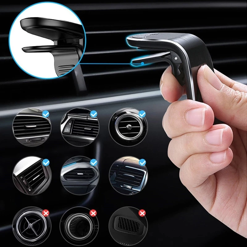 Metal Magnetic Car Phone Holder Mini Vent Clip Super Magnetic Car Phone Holder Mobile Phone Mount for IPhone 12 13Samsung Huawei