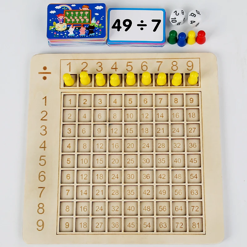 99 Multiplication Board Game Wooden Montessori  Kids Learning Educational Toys Math Counting Hundred Board Interactive Thinking