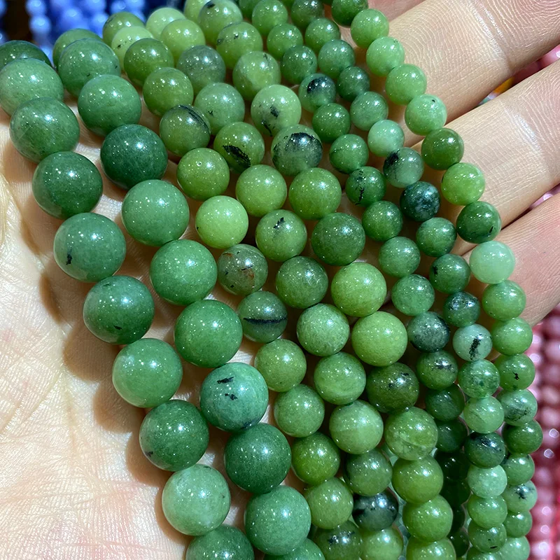 Natural Green Stone Beads Agate Crystal Jade Turquoise Loose Round Spacer Bead for Jewelry Making Diy Bracelet Accessories 15''