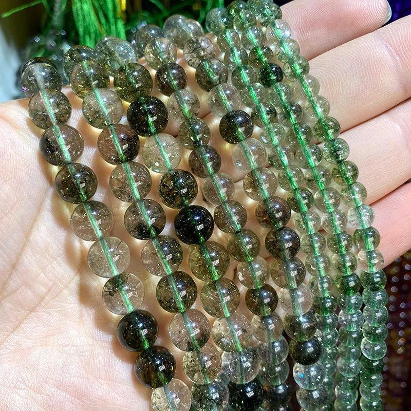 Natural Green Stone Beads Agate Crystal Jade Turquoise Loose Round Spacer Bead for Jewelry Making Diy Bracelet Accessories 15''