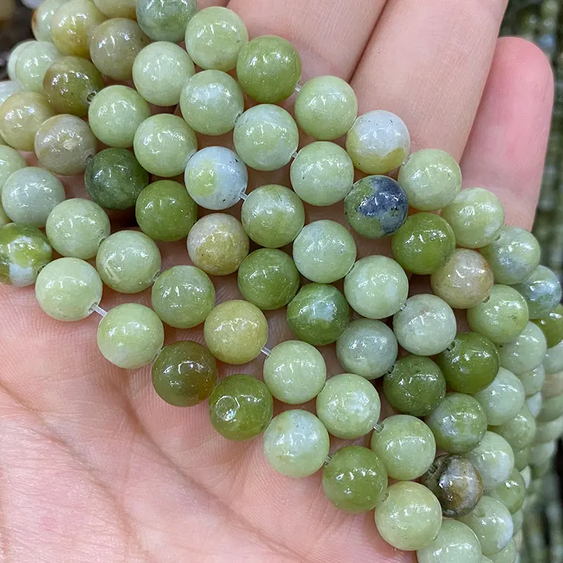 Natural Green Stone Beads Agate Crystal Jade Turquoise Loose Round Spacer Bead for Jewelry Making Diy Bracelet Accessories 15''