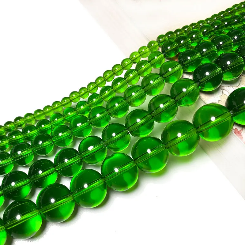 Natural Green Stone Beads Agate Crystal Jade Turquoise Loose Round Spacer Bead for Jewelry Making Diy Bracelet Accessories 15''