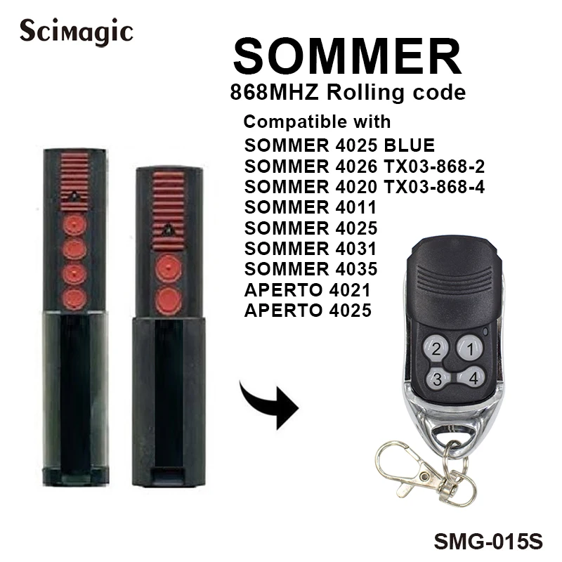SOMMER 868 Mhz Garage Door Remote Control Command Gate Opener 4020 4026 4031 4025 4011 4021 TX03 868 4 2 Pilot SOMMER 868.8mhz