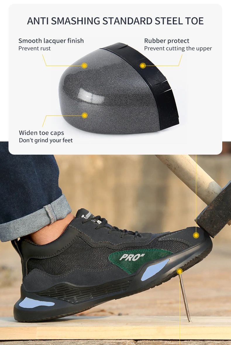 Fashion Sports Shoes Work Boots Puncture-Proof Safety Shoes Men Steel Toe Shoes Security Protective Shoes Tactical Boots