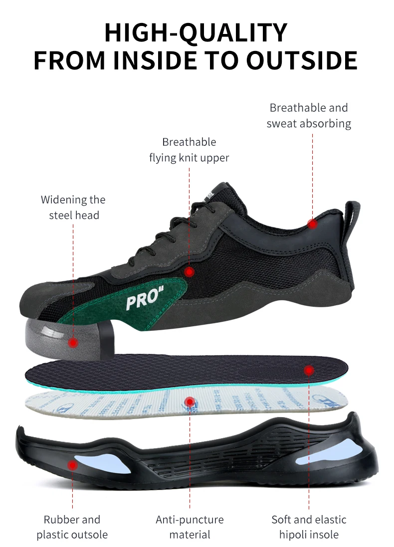 Fashion Sports Shoes Work Boots Puncture-Proof Safety Shoes Men Steel Toe Shoes Security Protective Shoes Tactical Boots
