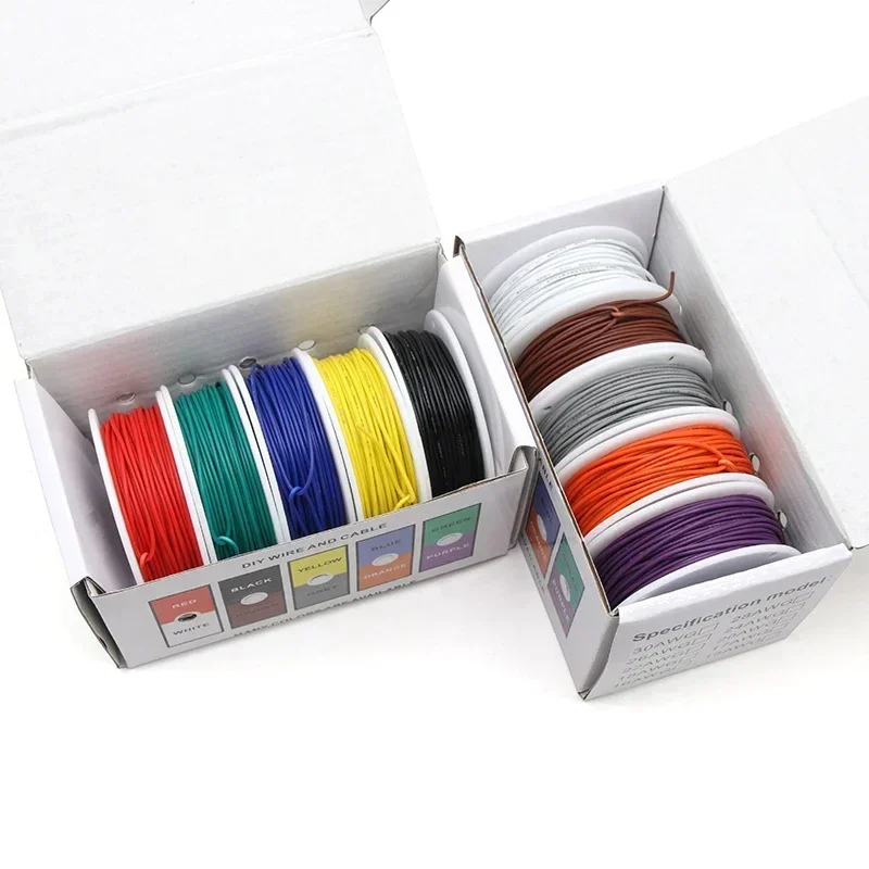 (5 Colors Mix Kit)UL1007 Wire PVC Insulation Tinned Copper Cable Stranded Electrical Line 30/28/26/24/22/20/18/16 AWG PCB Wire