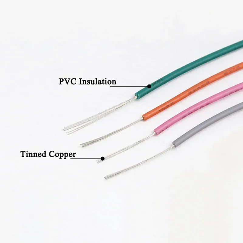 (5 Colors Mix Kit)UL1007 Wire PVC Insulation Tinned Copper Cable Stranded Electrical Line 30/28/26/24/22/20/18/16 AWG PCB Wire