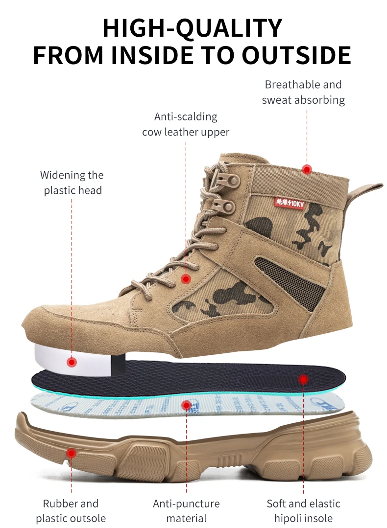 Sneakers Indestructible Shoes Work Safety Shoes With Steel Toe Cap Puncture-Proof Male Security Protective Shoes Tactical Boots