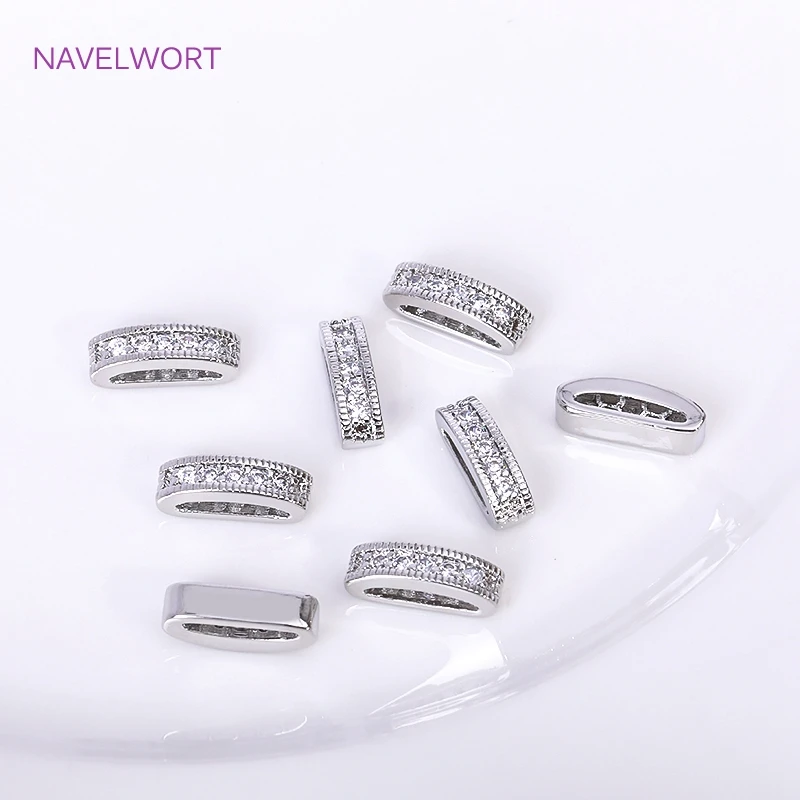 18K Gold Plated 2/3 Holes Pearl Jewelry Spacers Fittings,Beads Separator,Brass Inlaid Zircon Beading Components,DIY Accessories