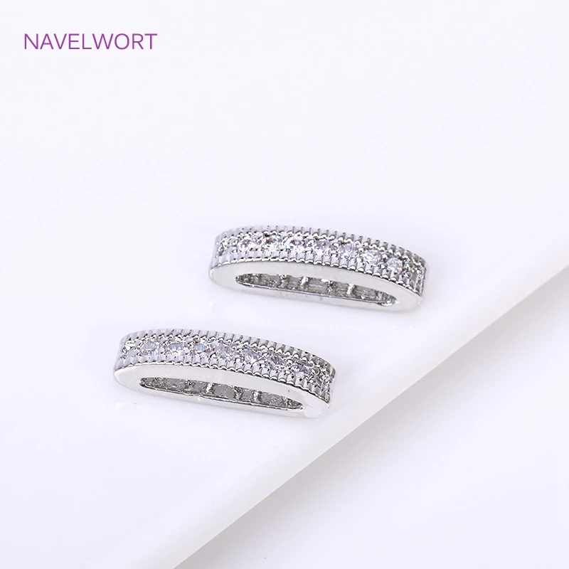 18K Gold Plated 2/3 Holes Pearl Jewelry Spacers Fittings,Beads Separator,Brass Inlaid Zircon Beading Components,DIY Accessories