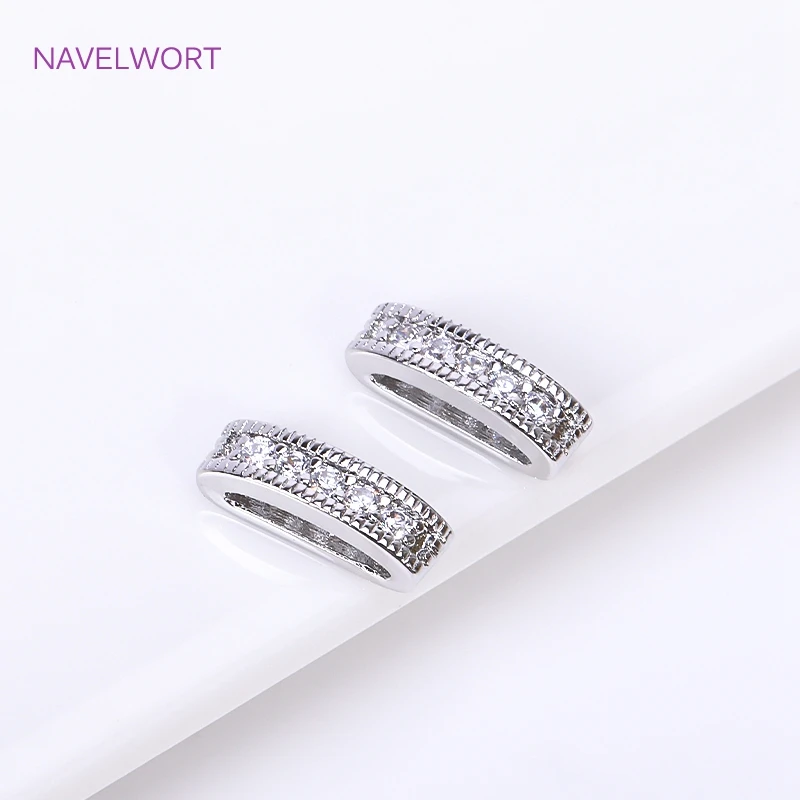 18K Gold Plated 2/3 Holes Pearl Jewelry Spacers Fittings,Beads Separator,Brass Inlaid Zircon Beading Components,DIY Accessories