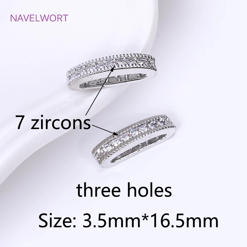 18K Gold Plated 2/3 Holes Pearl Jewelry Spacers Fittings,Beads Separator,Brass Inlaid Zircon Beading Components,DIY Accessories