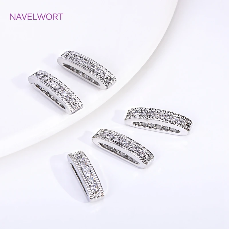 18K Gold Plated 2/3 Holes Pearl Jewelry Spacers Fittings,Beads Separator,Brass Inlaid Zircon Beading Components,DIY Accessories