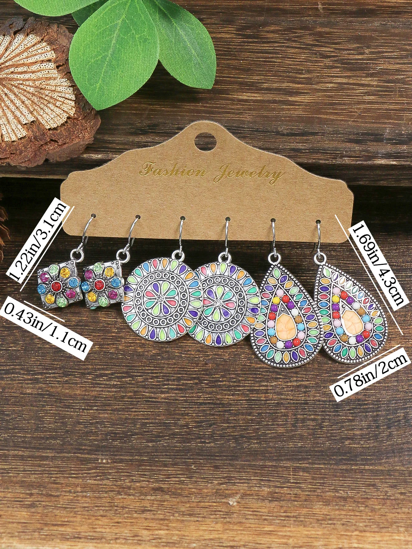 Ethnic Style Antique Alloy Earring Retro Hollow Earrings Bohemian Tassel Leaf Heart Shaped Pendant Accessories