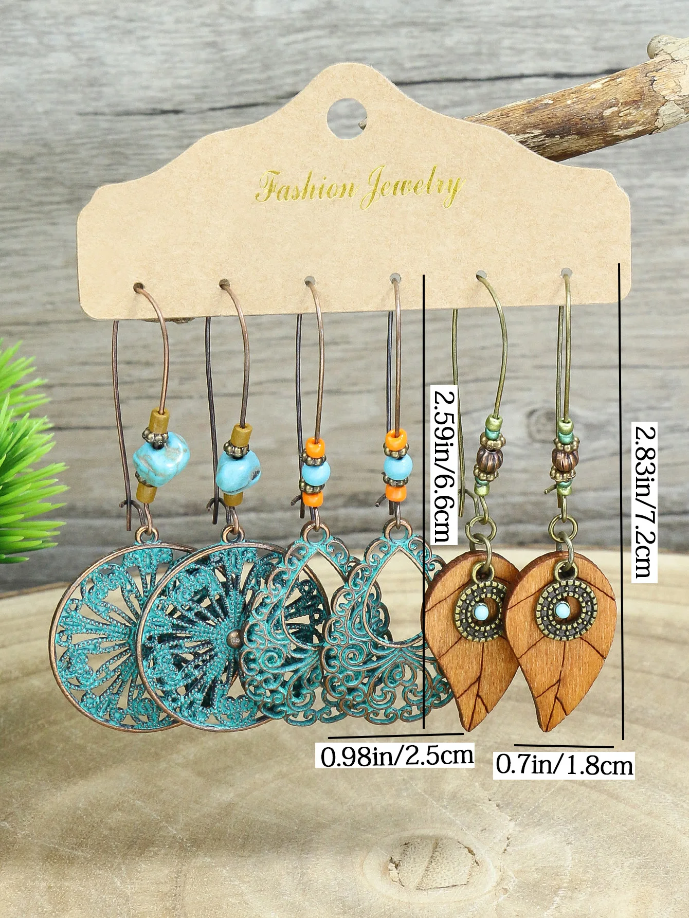 Ethnic Style Antique Alloy Earring Retro Hollow Earrings Bohemian Tassel Leaf Heart Shaped Pendant Accessories