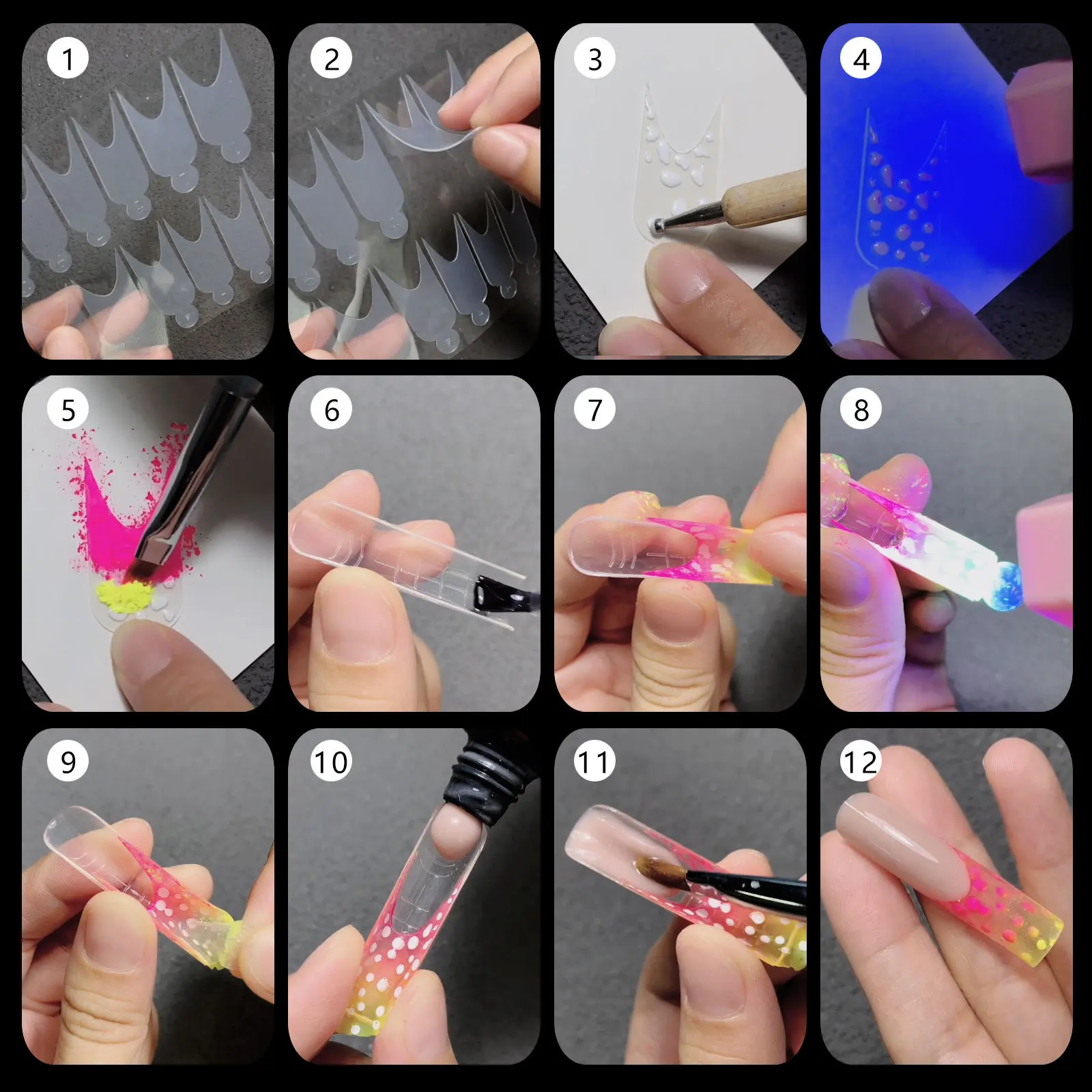 Dual Nail Forms Mould French Sticker Reusable Soft Silicone Pads for Nail Mold Gel Extension Quick Building Manicure Tools