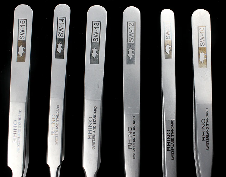 Japanese Rhino SW Series Tweezers Anti-Magnetic Anti-Acid Frosted Precision Straight Elbow Forceps