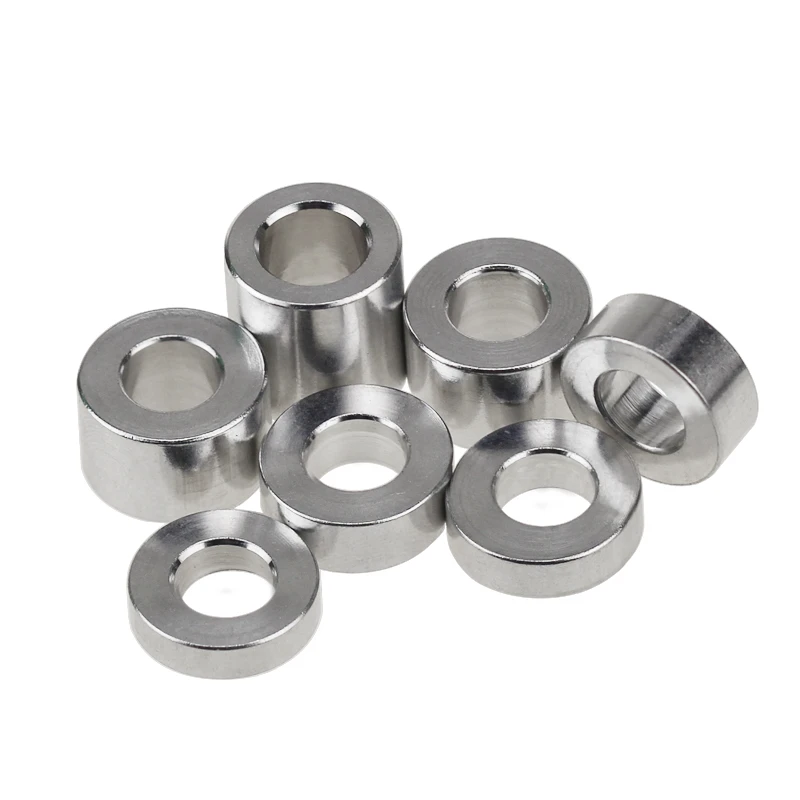 5/10pc M3 M4 M5 M6 M8 M10 Aluminum Bushing Washer Gasket Round Hollow No Thread Standoff Spacer Thickness 2/3/4/5/6/8/10/12/30mm