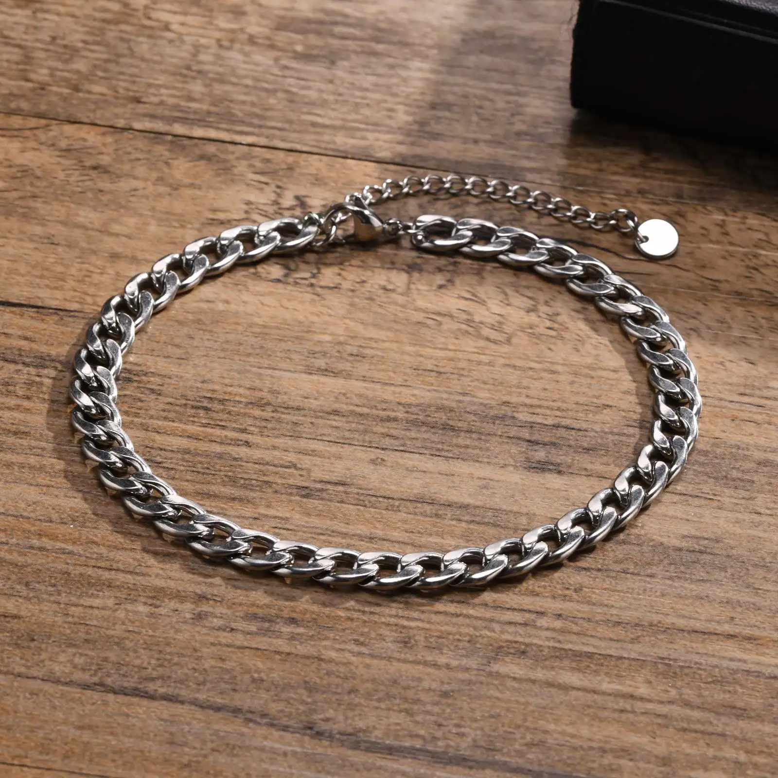 Waterproof Stainless Steel Cuban Wheat Chain Anklet Bracelets for Men, Summer Holiday Beach Foot Gifts Jewelry,Length Adjustable