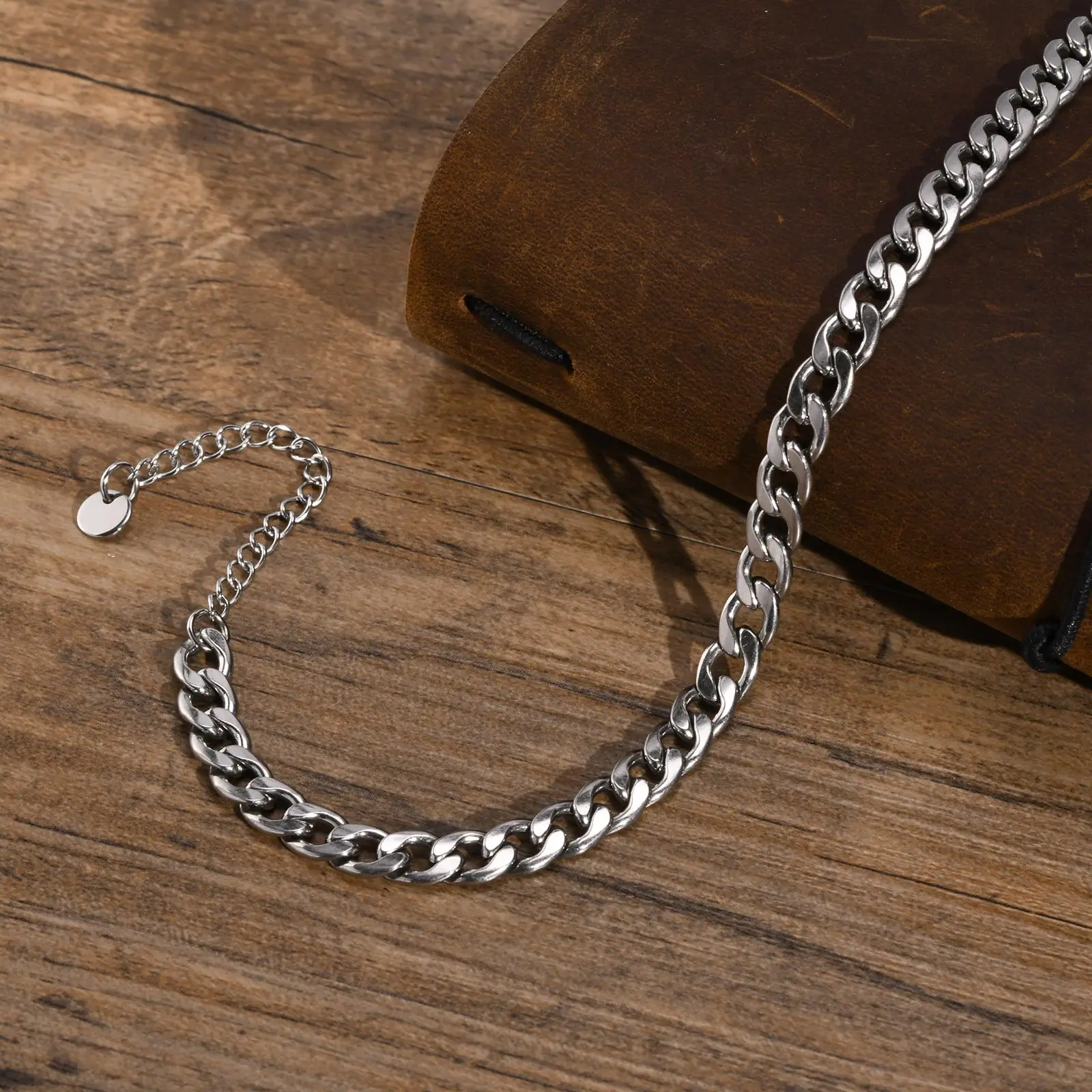 Waterproof Stainless Steel Cuban Wheat Chain Anklet Bracelets for Men, Summer Holiday Beach Foot Gifts Jewelry,Length Adjustable