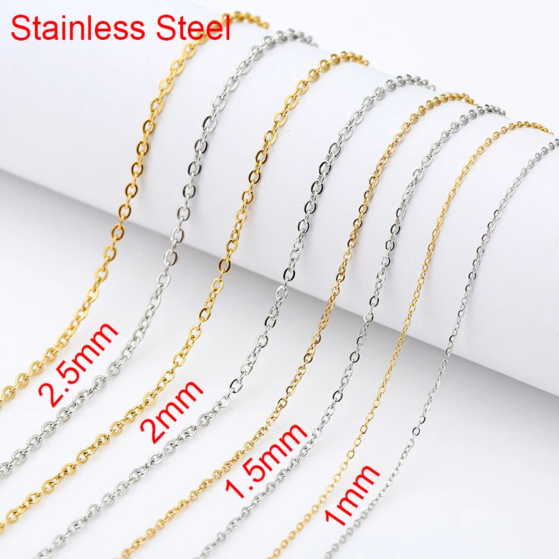 5meters Stainless Steel Link Chains Bulk Lot Dia 1mm 1.5mm 2mm 2.5mm Necklace Bracelet Chains for Diy Jewelry Making Supplies