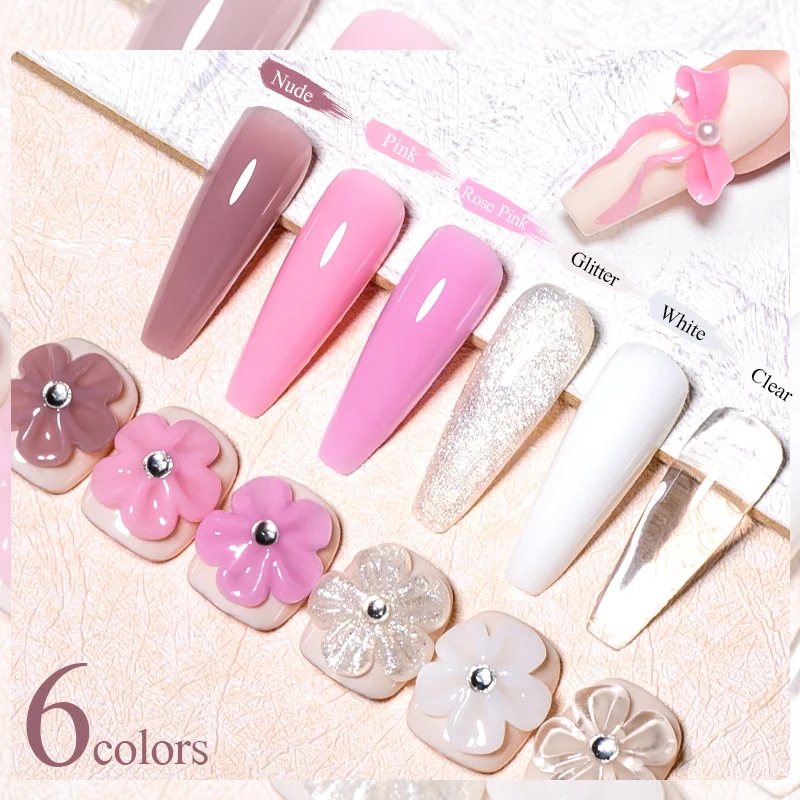 7ML Solid Non Stick Hand Extension Gel Nail Polish Clear Nude Pink Extension Gel Rhinestone Glue For Nail Art Design Manicure