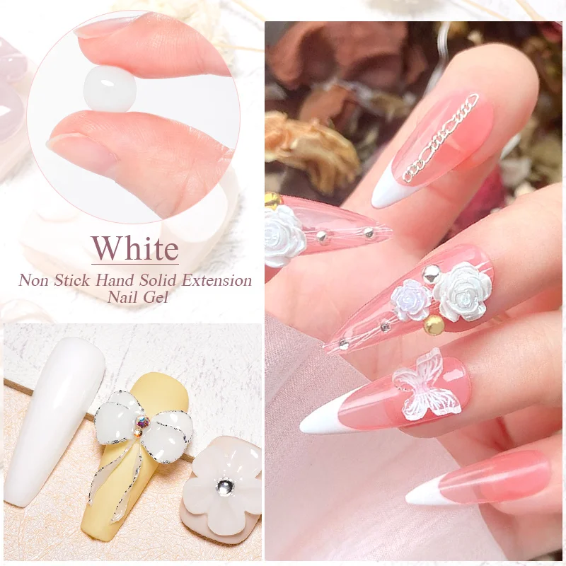 7ML Solid Non Stick Hand Extension Gel Nail Polish Clear Nude Pink Extension Gel Rhinestone Glue For Nail Art Design Manicure