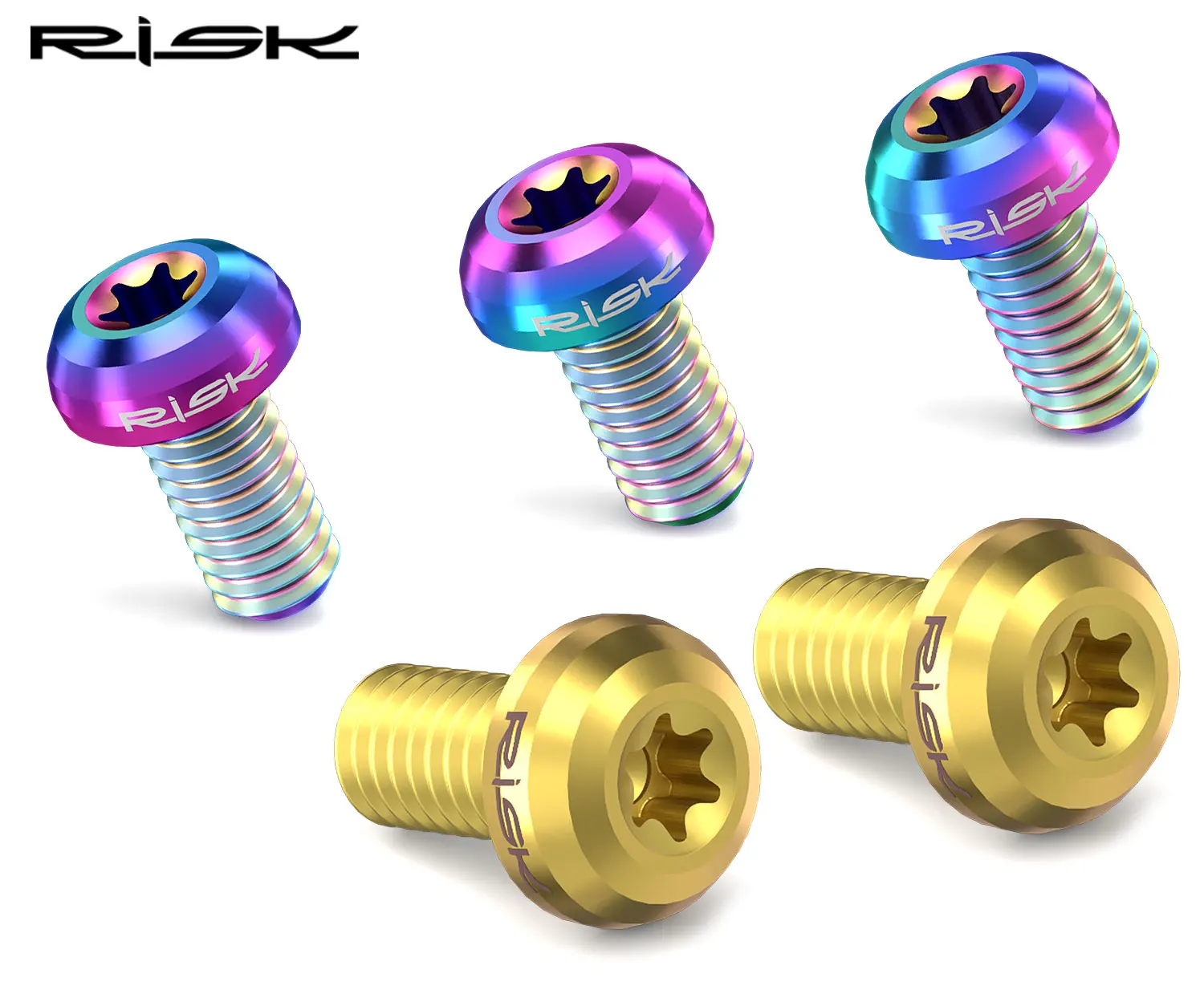 RISK 12pcs/bag Mountain Road Bike Bicycle TC4 Titanium M5X10mm Disc Brake Rotor Fixing Bolts Screws T25 Torx Round Head