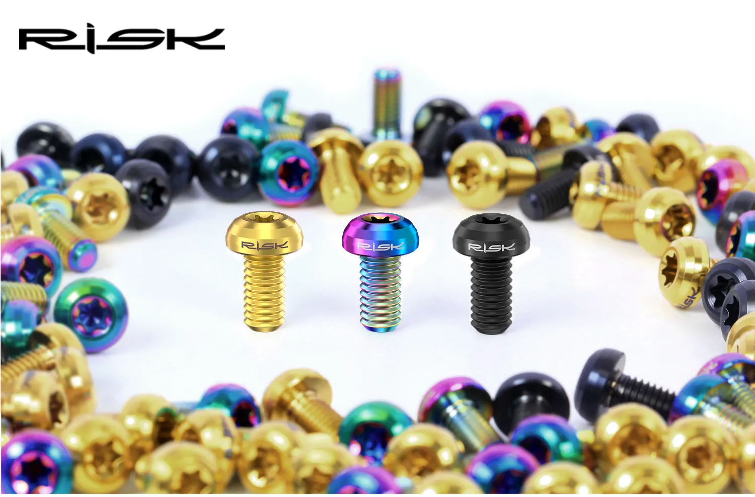 RISK 12pcs/bag Mountain Road Bike Bicycle TC4 Titanium M5X10mm Disc Brake Rotor Fixing Bolts Screws T25 Torx Round Head