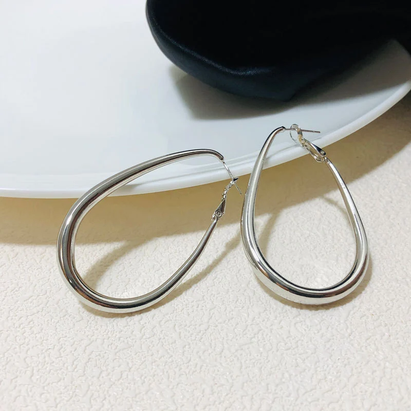 Geometric Big Metal Earrings For Women Jewelry Gift Irregular Circle Oval Earrings Femme Cold Fashion Korean Women's Earrings