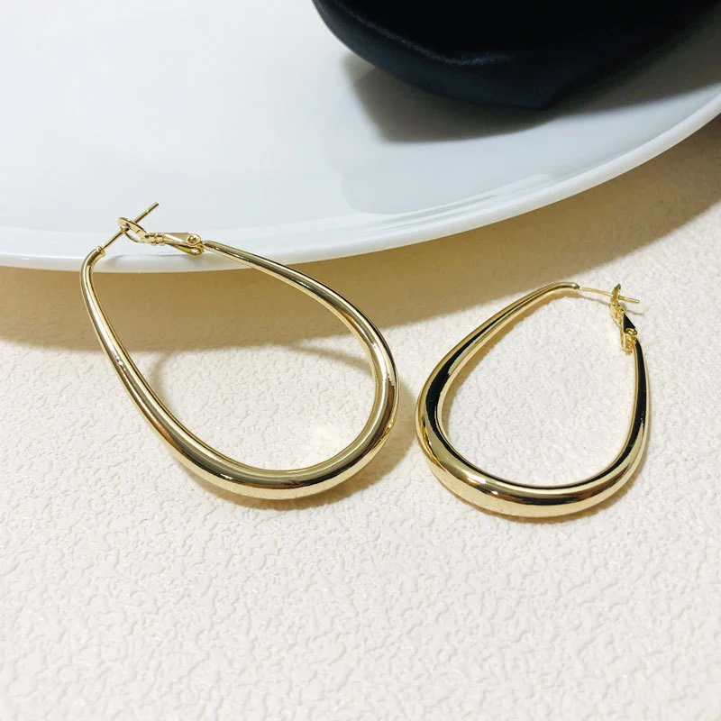 Geometric Big Metal Earrings For Women Jewelry Gift Irregular Circle Oval Earrings Femme Cold Fashion Korean Women's Earrings