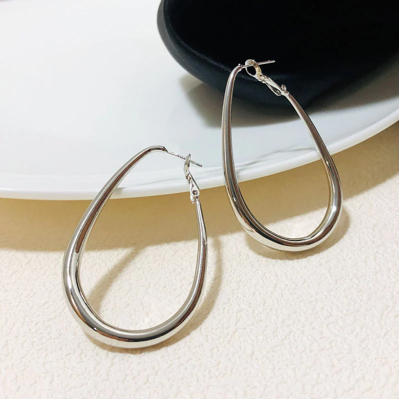 Geometric Big Metal Earrings For Women Jewelry Gift Irregular Circle Oval Earrings Femme Cold Fashion Korean Women's Earrings